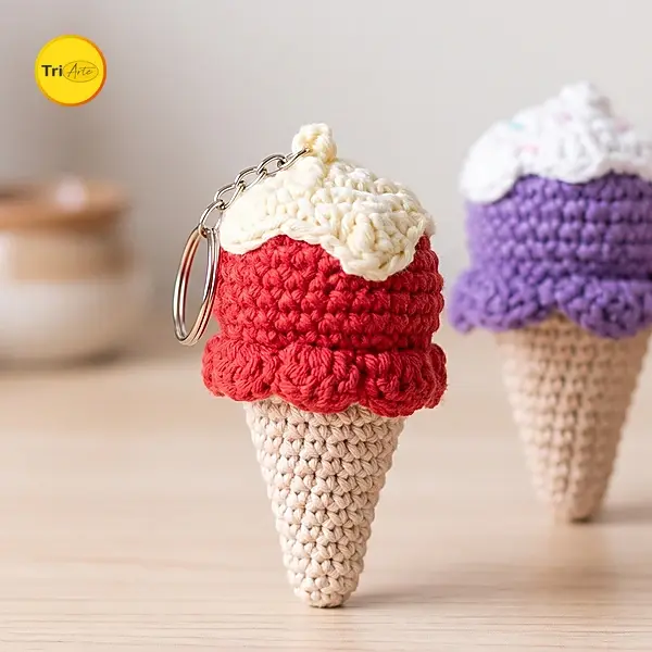 Receita de Amigurumi Chaveiro Sorvete - PDF Ilustrado