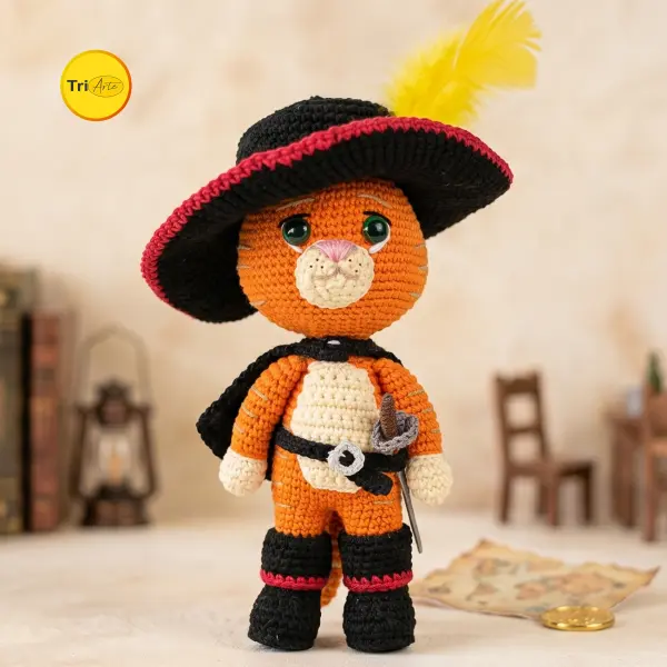 Receita de Amigurumi Gato de Botas - PDF Ilustrado